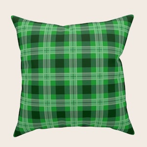 Cushion Bright Green Plaid Accent Pillow for home decor