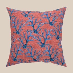 Pillow Blue Coral Accent Pillow Perfect for a Beach House Designer Decor