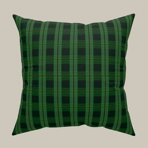 Pillow Cushion Green Plaid Decorative Pillow Accent Pillow for Home Decor Boys Room, Holiday Decor or for a Study. Pillow cover and insert