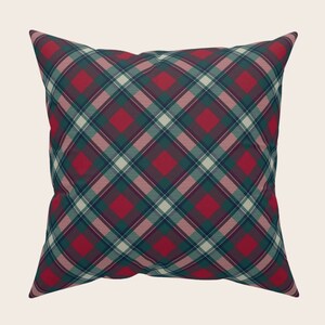 Cushion Green and Red Plaid Accent Pillow for Winter Holiday Home Decor