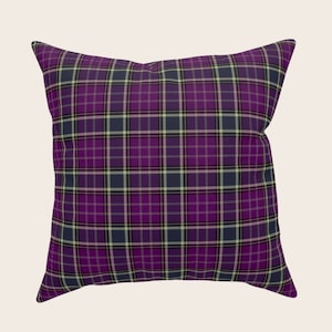 Cushion Purple and Navy Tartan Accent Pillow for Home Decor