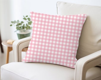 Kussen Decoratief sierkussen Accentkussen voor een meisjeskamer decor kinderkamer decor Roze en Witte Gingham Check