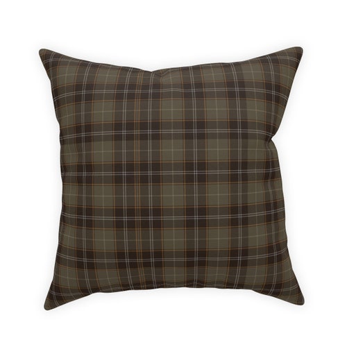 Cognac Brown and Gray Plaid Pillow Cover Black and Gray Etsy