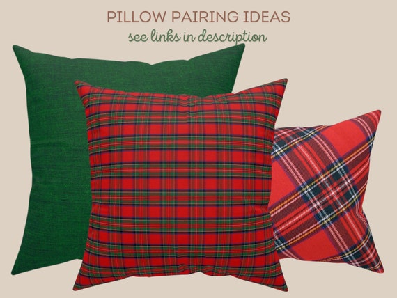 Pillow Red Green and Navy Plaid Throw Pillow for Holiday Home Decor Christmas Home Decor Etsy Canada