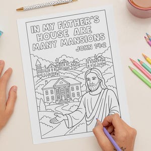 Página para colorear cristiana imprimible de Juan 14:2 (Descarga PDF)