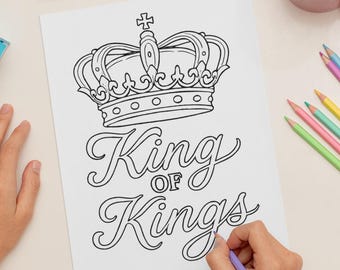 Página para colorear cristiana imprimible del Rey de Reyes (Descarga PDF)
