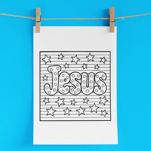 Printable Christian Coloring Page Jesus Bubble Letters (PDF Download)