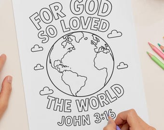 Juan 3:16 - Página para colorear cristiana para niños (descarga en PDF)
