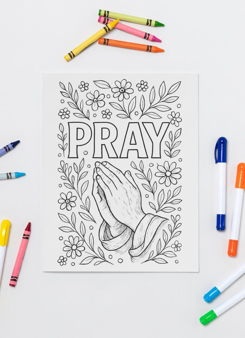 Pray Color PRAY - Faith Inspired Printable Coloring Page - Christian - (PDF ...