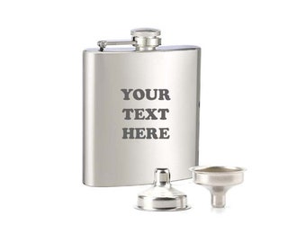 Groomsman Gifts Flask Stainless steel Customized Engraved Flask, Stainless Steel Flask Chrome & Black Flask Personalized Flask for Men Woman