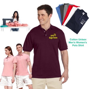 OWN CUSTOMIZABLE LOGO or Text Embroidered Polo Dry Blend Polo Shirt Customized Text Embroidery Short Sleeve