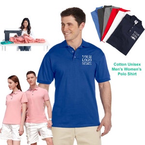 UNISEX COTTON POLO Personalized  Custom Embroidered Polo Your Own Text Logo Artwork Fit Structure Gift For Men Women