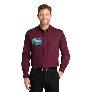 トップス cornerstone 22ss Long CUPRA SHIRT BESPOKE - Mens Blue Button Up Long Sleeve Dress Shirt