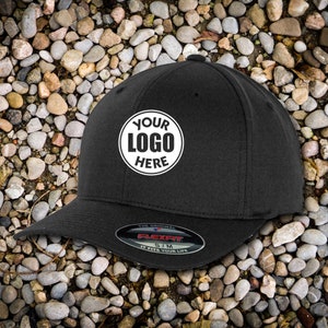CUSTOM Company Logo Embroidered, Hat FLEXFIT Baseball Hat ADD Your Logo Text Cap Flex Fit