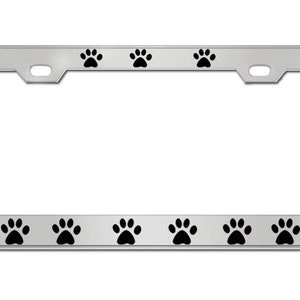 DOG PAW CAR License Frame Chrome Custom 2-hole Metal License Plate Frames Custom Made Personalized