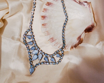Hellblaue Edelstein Choker Halskette aus den 50er Jahren