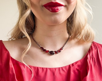 Vintage 1950s Ruby Gemstone Choker Necklace