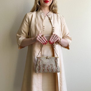 Liebling Vintage 1940er Jahre verzierte Rosen Perlenhandtasche