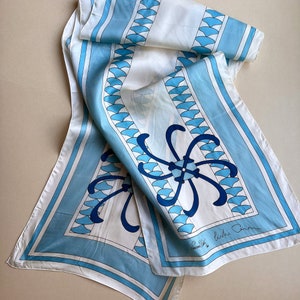 Vintage 1960s Emmit Cash for Leslie Caron Blue and White Scarf image 3