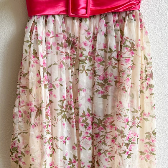 Vintage 1950s Pink Floral Party Dress (XS/S) - image 10