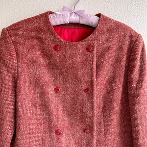 Vintage 1980s Red Double Breasted Wool Blazer M/L image 5