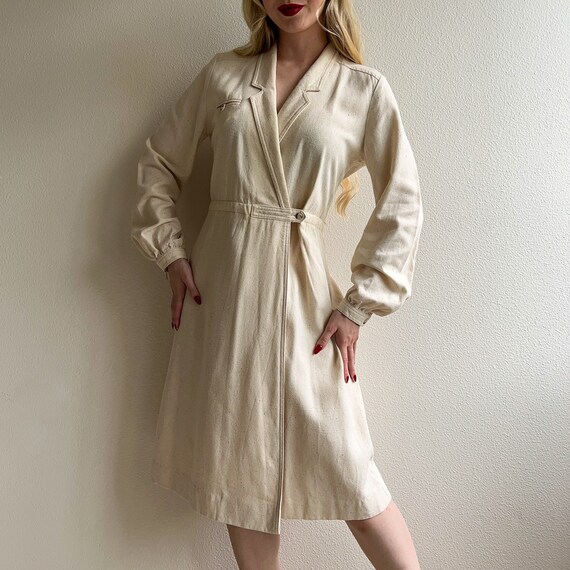 Vintage 1970s Joseph Magnin Long Sleeve Wrap Dres… - image 1