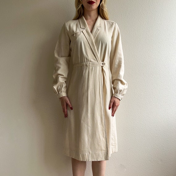 Vintage 1970s Joseph Magnin Long Sleeve Wrap Dres… - image 3