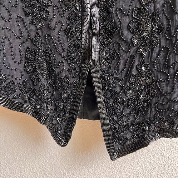 Vintage 1980s Black Beaded and Sequined Vest (M/L) - image 9