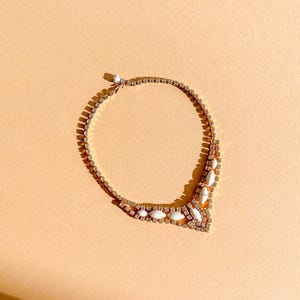 Vintage 1950s Rhinestone Choker With White Teardrop Gems