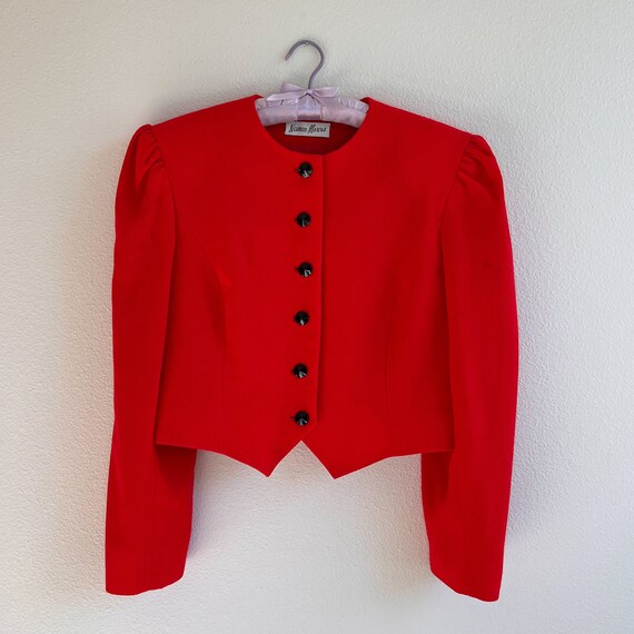 Vintage 1980s Neiman Marcus Bright Red Buttoned J… - image 5