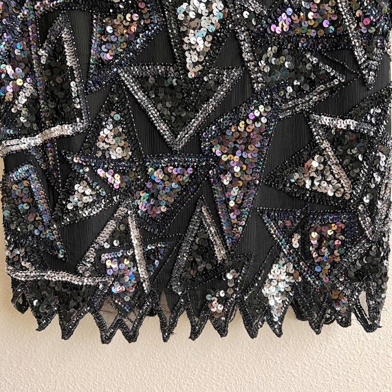 Vintage 1980s Black Sequined Triangles Blouse (S/… - image 7