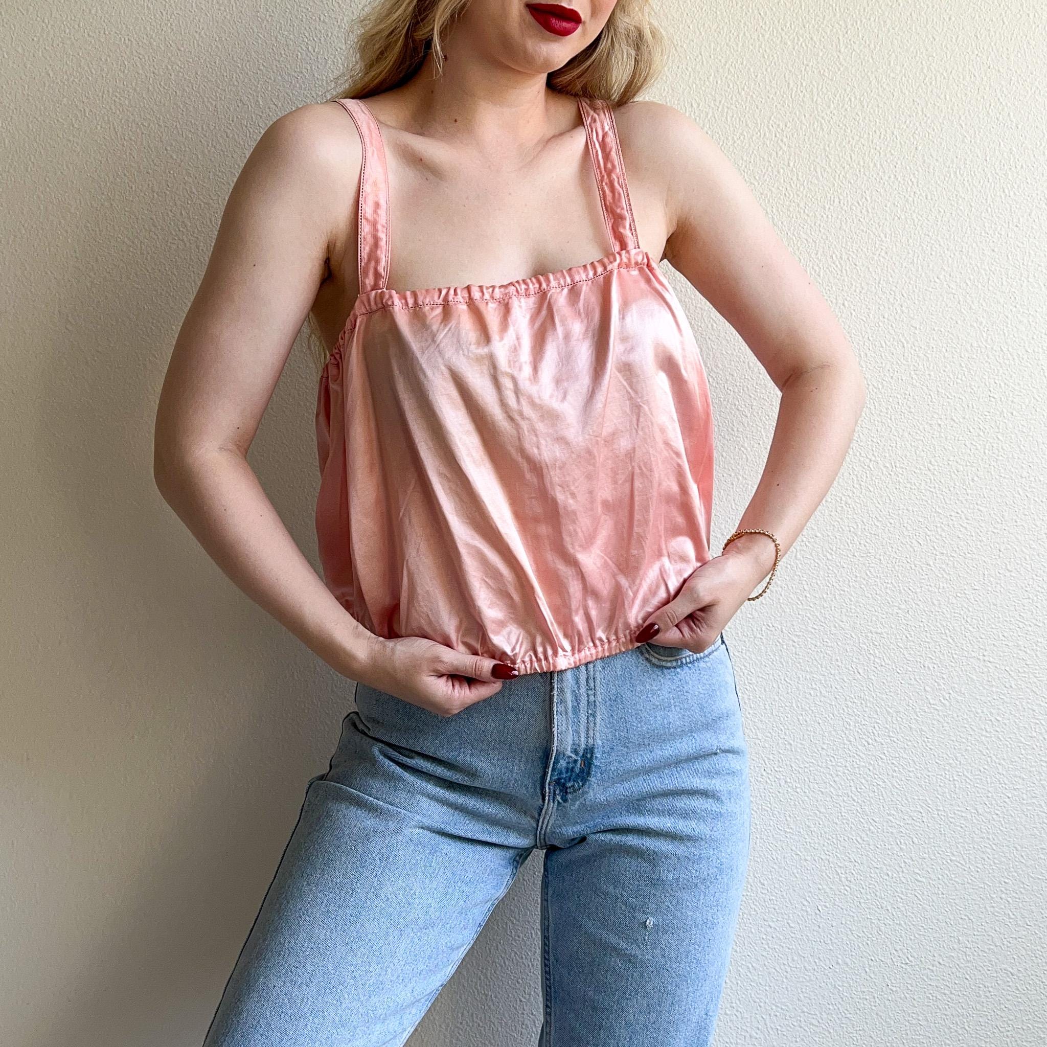 Cute Vintage 1920s Pink Silk Cropped Camisole (M/L) - Etsy