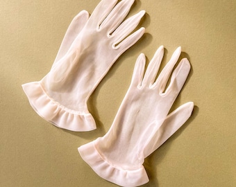 Doorschijnende witte vintage jaren 1950 handschoenen