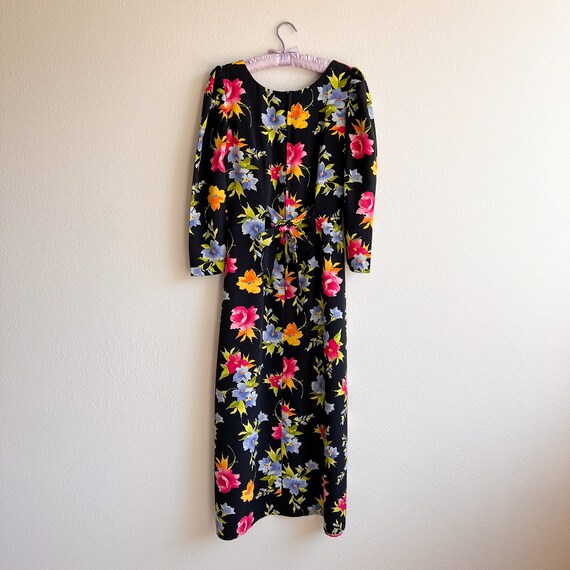 Vintage 1990s Bright Floral Print Midi Dress (XS/… - image 8