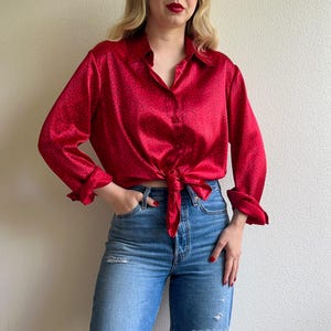 Vintage Satin Blouse - Etsy