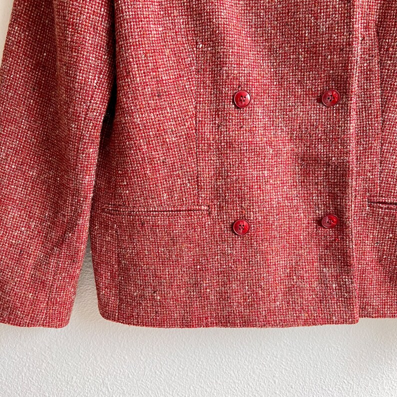 Vintage 1980s Red Double Breasted Wool Blazer M/L image 7