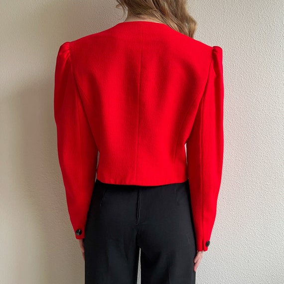 Vintage 1980s Neiman Marcus Bright Red Buttoned J… - image 4