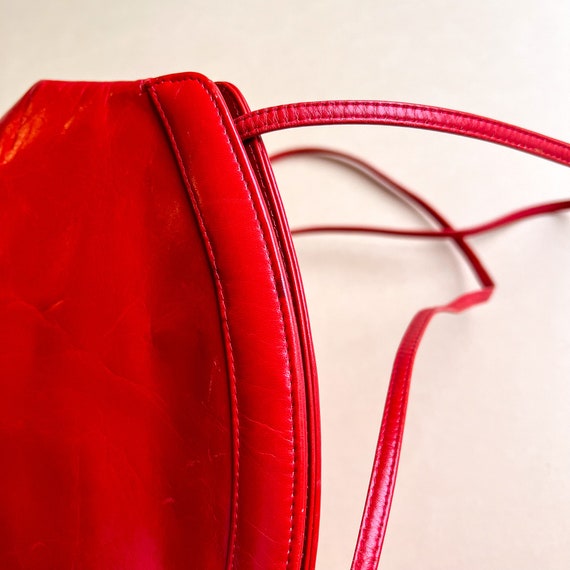 Vintage 1980s Red Micro-Pleated Faux Leather Purse - image 9