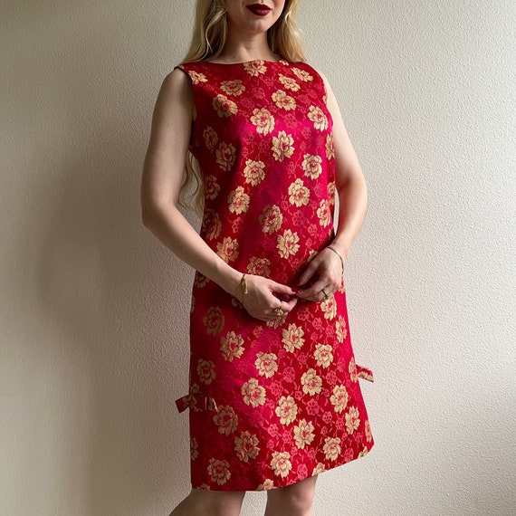 slim fit dress slacks Vintage 1960s Red Belted Mod Shift Dress