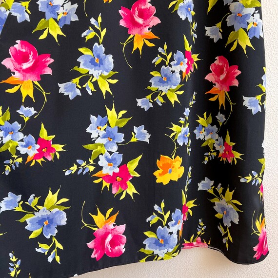 Vintage 1990s Bright Floral Print Midi Dress (XS/… - image 7