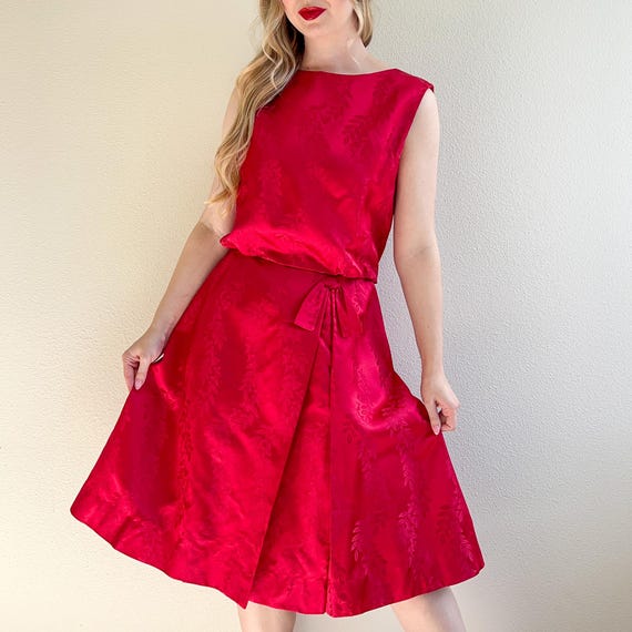 cranberry party dress The Cranberry | Red Cocktail Party Dress A-Line Strapless Tulle Midi Dress