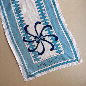 Vintage 1960s Emmit Cash for Leslie Caron Blue and White Scarf image 5