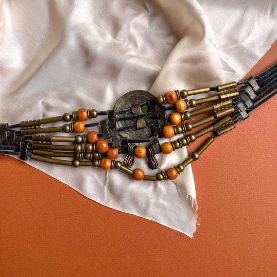 Vintage 1970s Bohemian Brass and Wood Belt (M/L) - Etsy