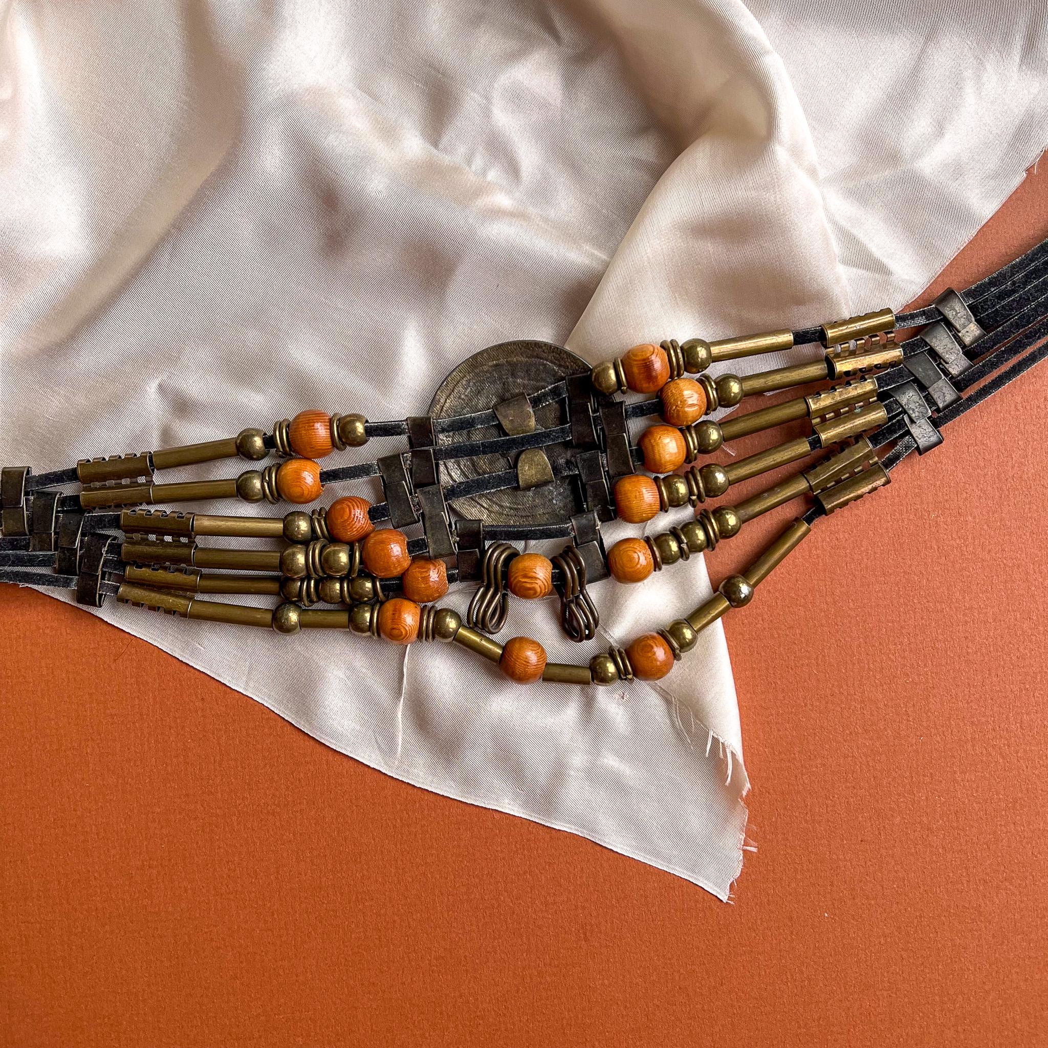 Vintage 1970s Bohemian Brass and Wood Belt (M/L) - Etsy display picture 1