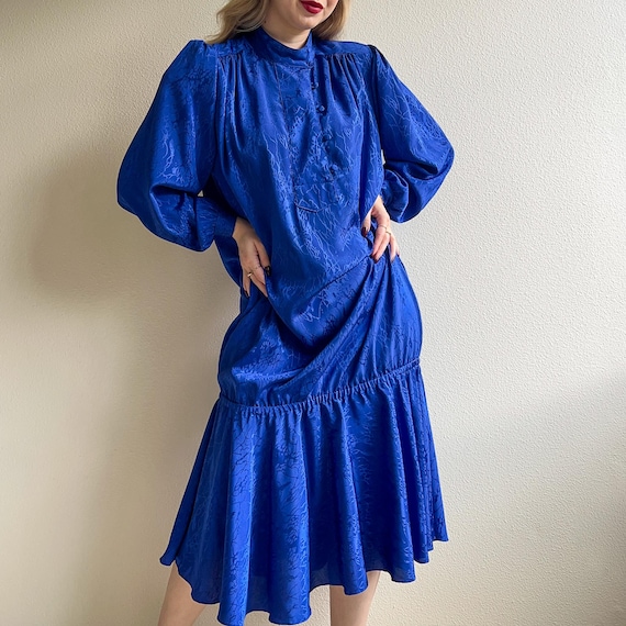 cobalt blue silk dress RAYNA SATIN MAXI DRESS IN COBALT BLUE