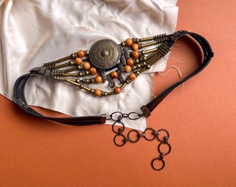 Vintage Hand Carved Wooden Stretchy Waist Belt Vintage Hand Carved Wooden Belt Link Floral 28 Inch - Etsy main image 3