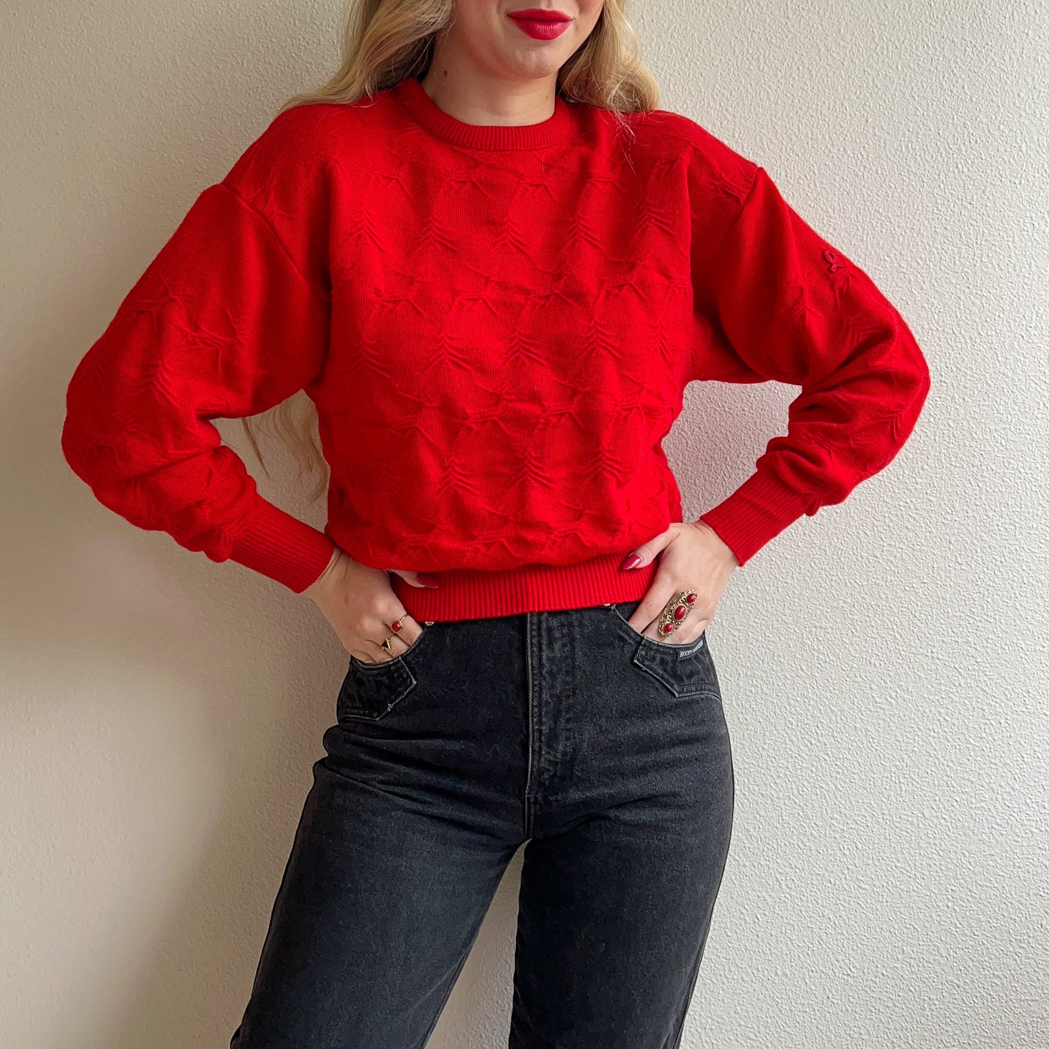 Red sweater shop shirt