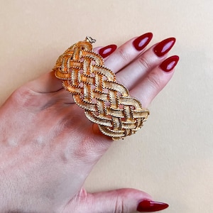 Gorgeous Vintage 1970s Golden Woven Cuff image 6