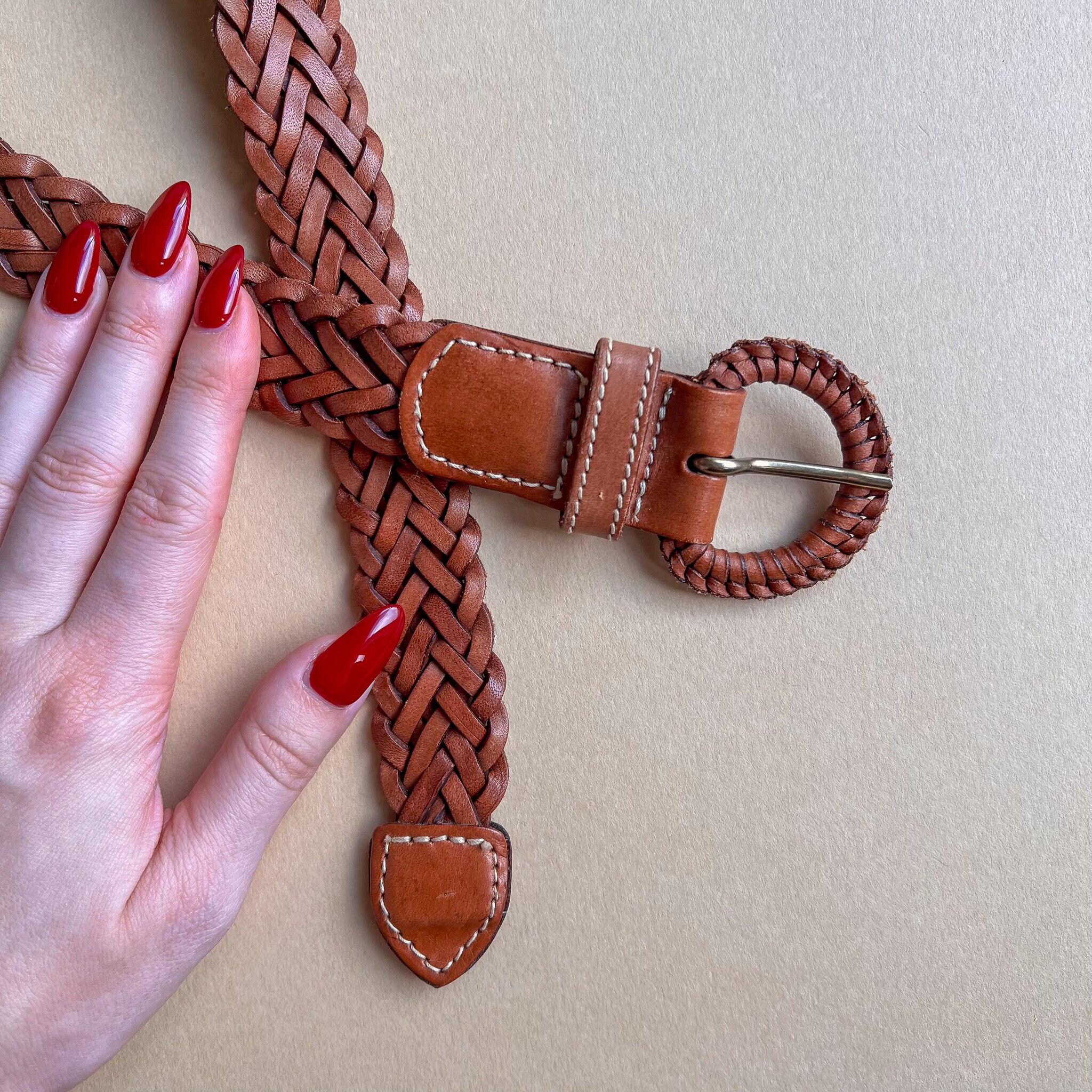 Vintage Eddie Bauer braided leather belt color brown Eddie Bauer Women main image 4