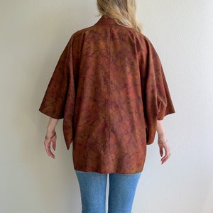 Vintage 1970s Cinnamon Abstract Pattern Kimono OSFM image 5